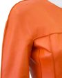 Orange Cropped Leather Jacket Cheap