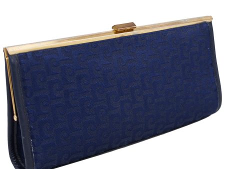 Navy Logo Fabric Clutch For Sale