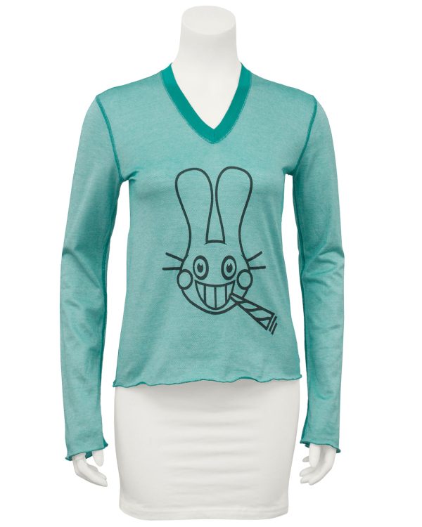 Teal long sleeve shirt with bunny image Supply