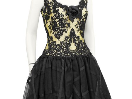 Yellow and Black Lace & Tulle Cocktail Dress Sale