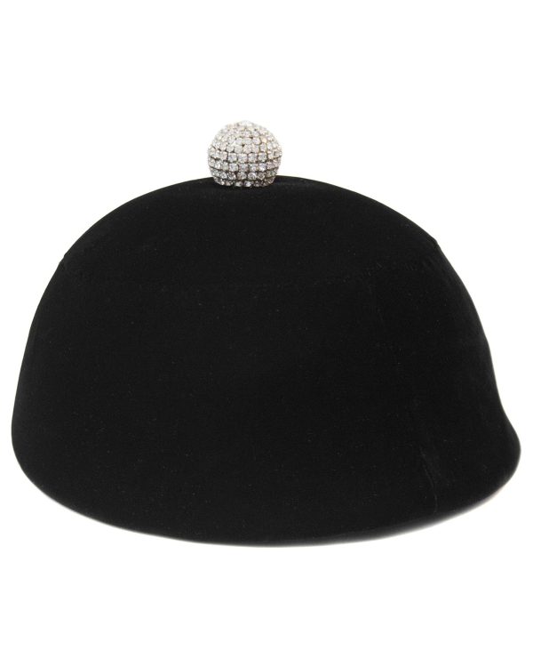 Black Velvet Hat with Rhinestone Detail Discount