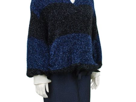 Navy Fuzzy Lurex Top and Skirt Online now