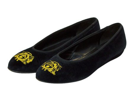 Black Velvet crested Ballet Slippers Hot on Sale