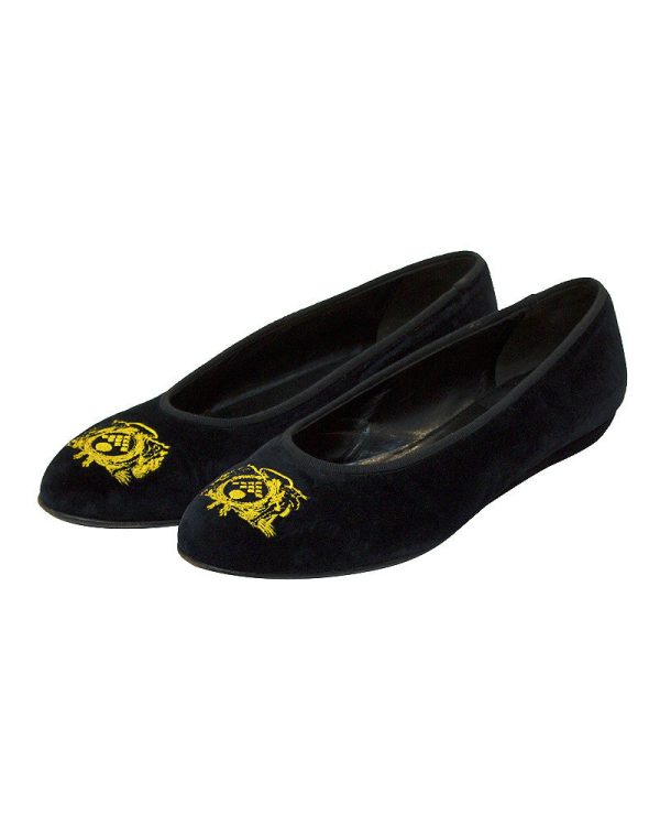 Black Velvet crested Ballet Slippers Hot on Sale