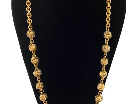 Gold Tone Chain Link Necklace with Gilded Beads Online Sale