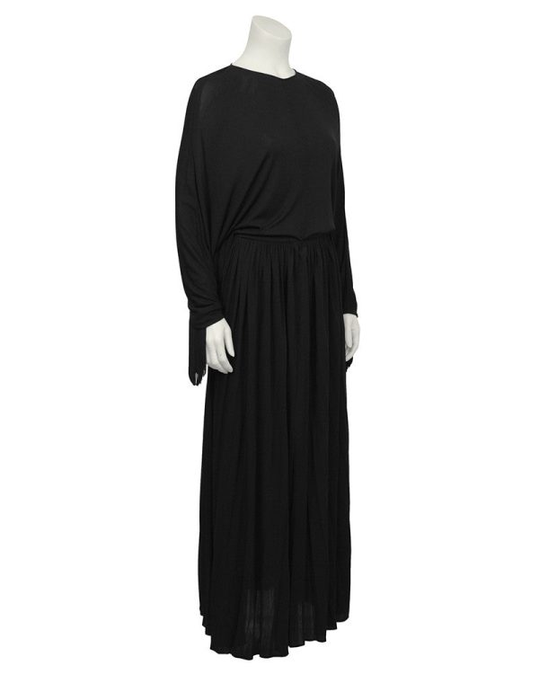 Black Jersey Gown with Fringe Detail Online