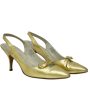 Gold Leather Slingbacks Online now