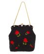 Black Beaded Evening Bag with Red Roses Hot on Sale