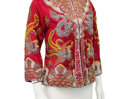 Red Dragon and Phoenix Beaded Jacket Hot on Sale