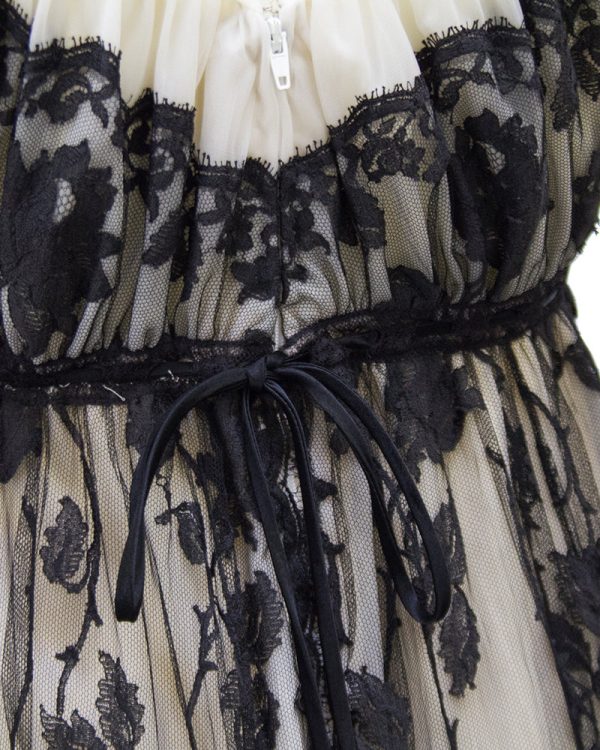 Cream Gown with Black Lace Overlay Discount