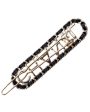 Silver Metal and Black Leather Hair Barrette For Discount