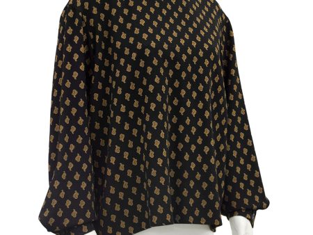 Black and Brown Wool Paisley Blouse For Discount