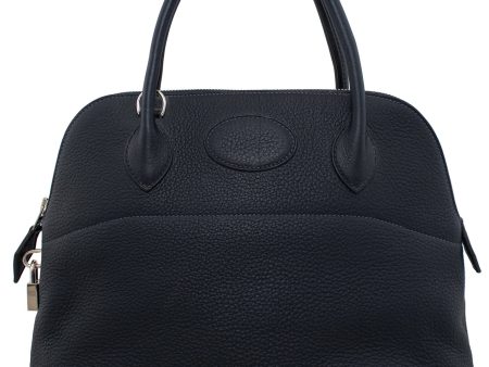 2008 31cm Hermès Navy Blue Clemence Bolide Bag Discount