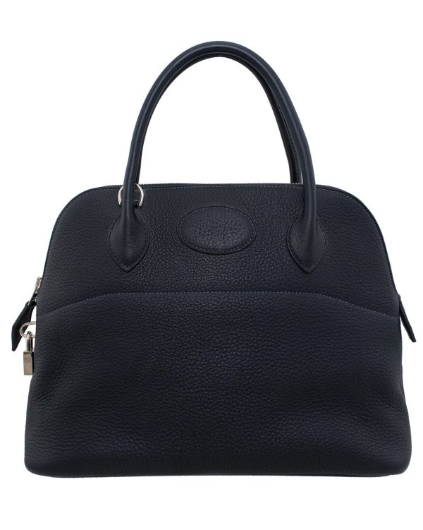 2008 31cm Hermès Navy Blue Clemence Bolide Bag Discount