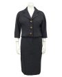 Charcoal Gray Balenciaga Skirt Suit With Oversized Jewelled Buttons Online Sale