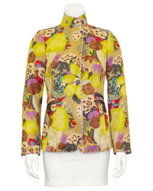 Floral Linen Blazer Cheap