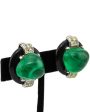 Faux Emerald  Cabochon Clip Earrings Hot on Sale