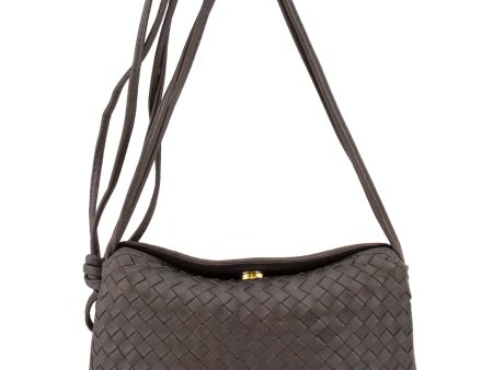 Brown Woven Leather Bag on Sale