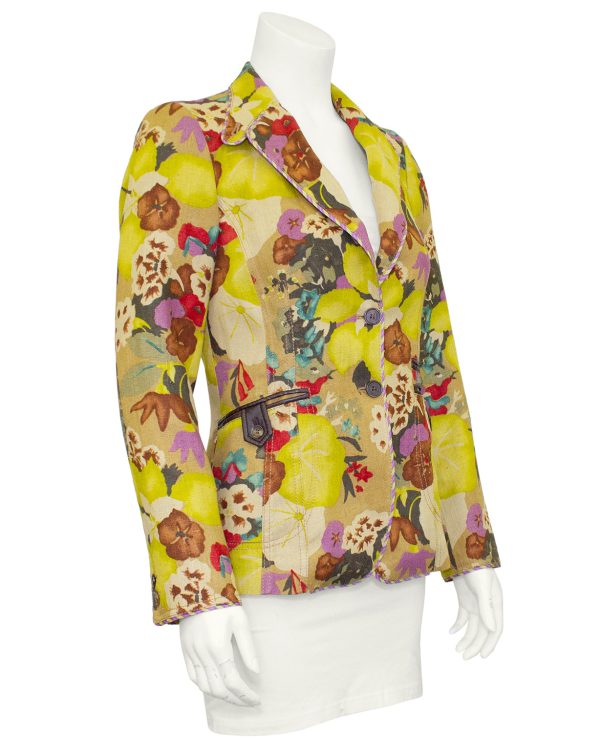 Floral Linen Blazer Cheap