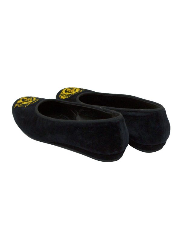 Black Velvet crested Ballet Slippers Hot on Sale