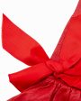 1990s Red Leather Gloves with Satin Bows Hot on Sale