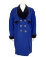 Blue and Black Double Breasted Cocoon Coat For Cheap