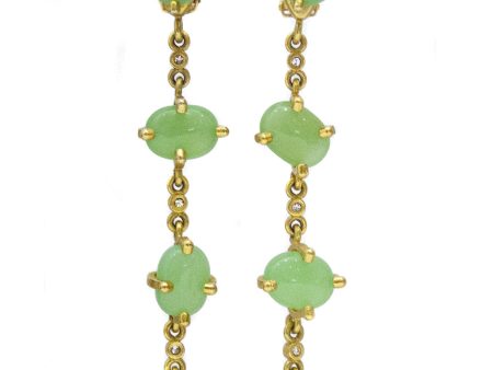 Long Gold Tone and Sea Foam Clip back Green Earrings Online