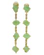 Long Gold Tone and Sea Foam Clip back Green Earrings Online