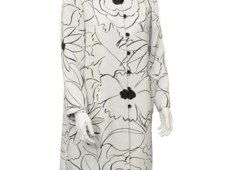 White & black floral print coat Fashion