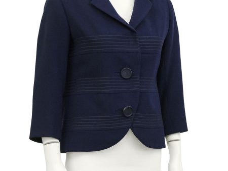 Navy Wool Cropped Jacket Discount