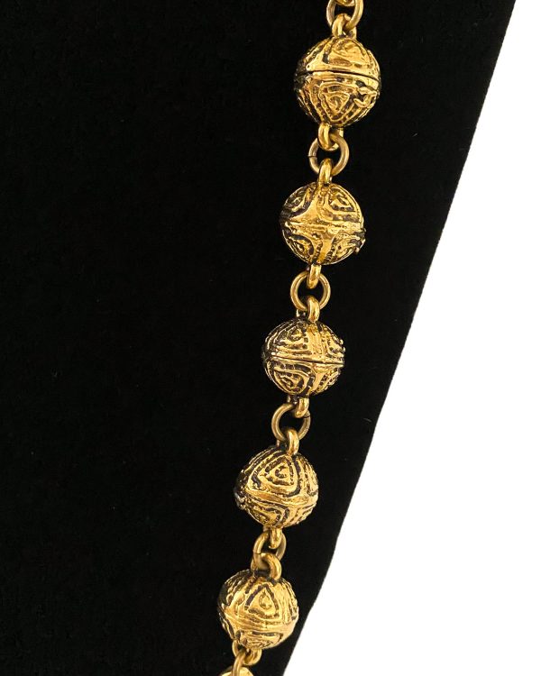 Gold Tone Chain Link Necklace with Gilded Beads Online Sale