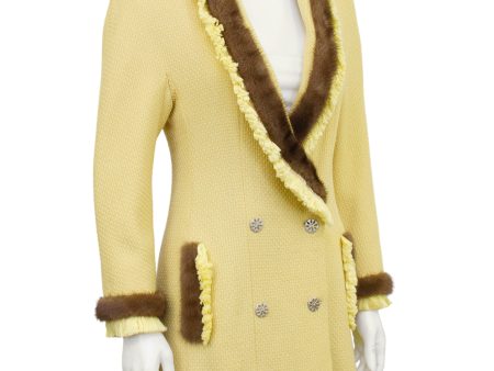 Yellow Bouclé Jacket with Mink Trim Online now