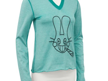 Teal long sleeve shirt with bunny image Supply