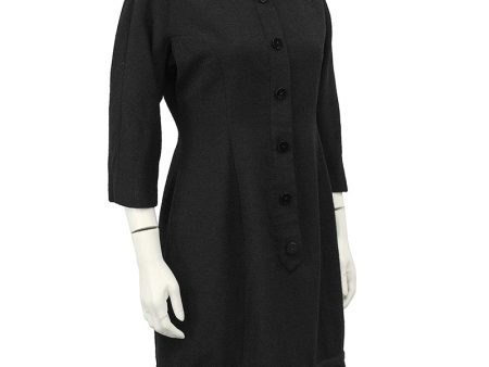 Black Boucle Long Sleeve Day Dress Online Sale