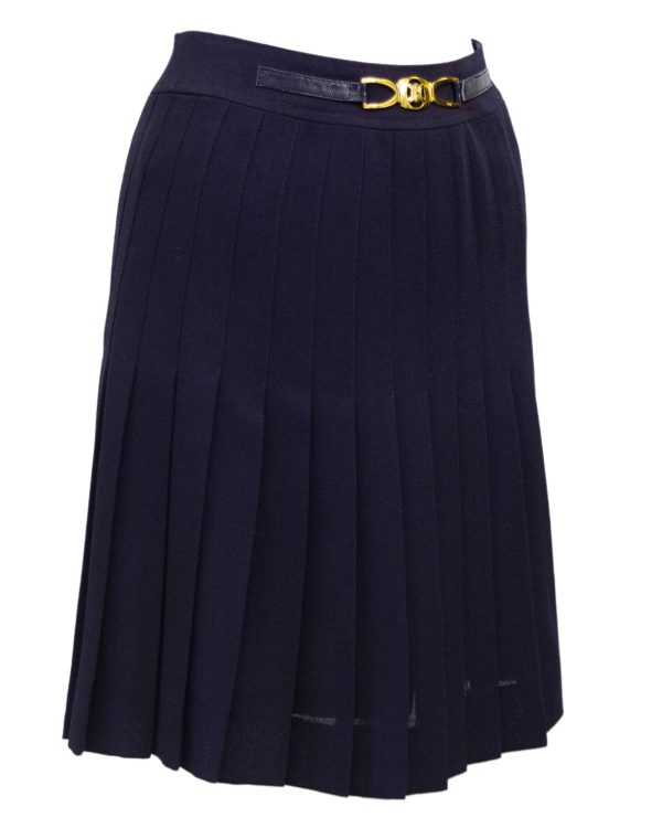 Navy Pleated Skirt Online now