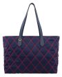 Navy Blue and Red Quilted Tessuto Impunto Tote Bag For Cheap