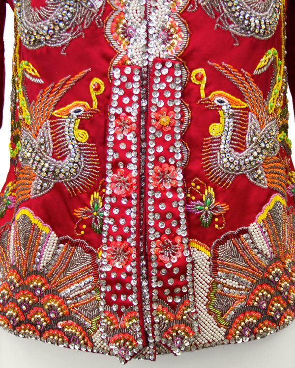 Red Dragon and Phoenix Beaded Jacket Hot on Sale