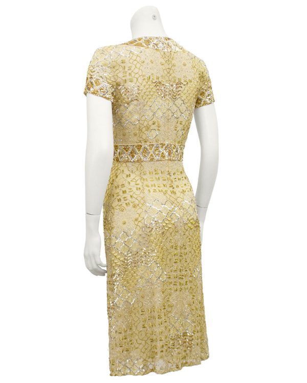 Gold Sequin, Embroidered and Beaded Cocktail Dress Cheap