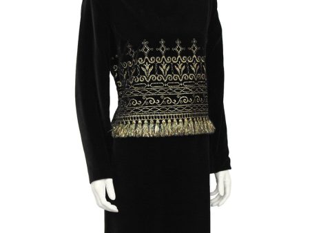 Black Velvet And Gold Fringe Cocktail Dress Fashion