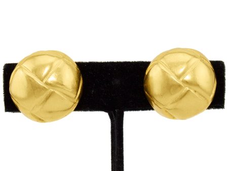 Gold Quilted Clip On Earrings on Sale