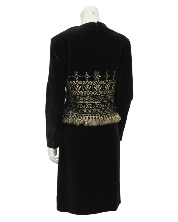 Black Velvet And Gold Fringe Cocktail Dress Fashion