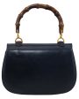 1947 Original Issue Navy Leather Handbag With Bamboo Handle on Sale