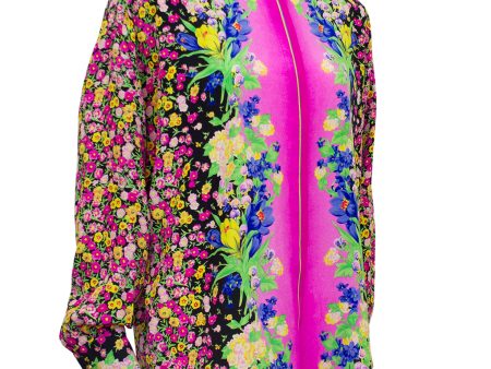 Pink Floral Silk Blouse Discount