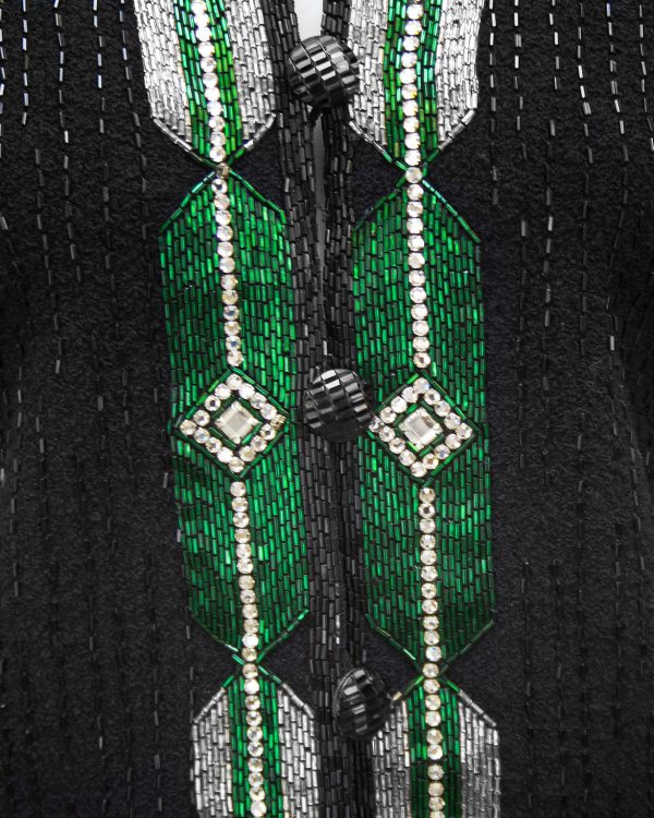 Black Knit Evening Suit with Art Deco Inspired Beading Fashion