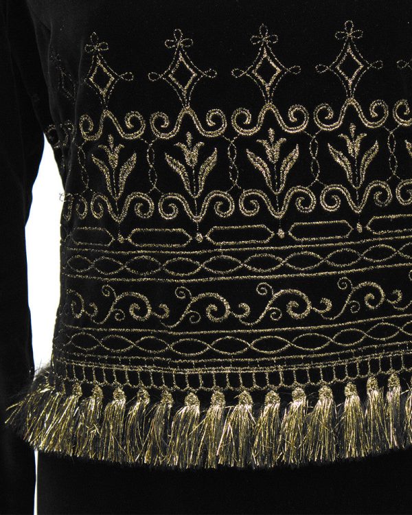 Black Velvet And Gold Fringe Cocktail Dress Fashion