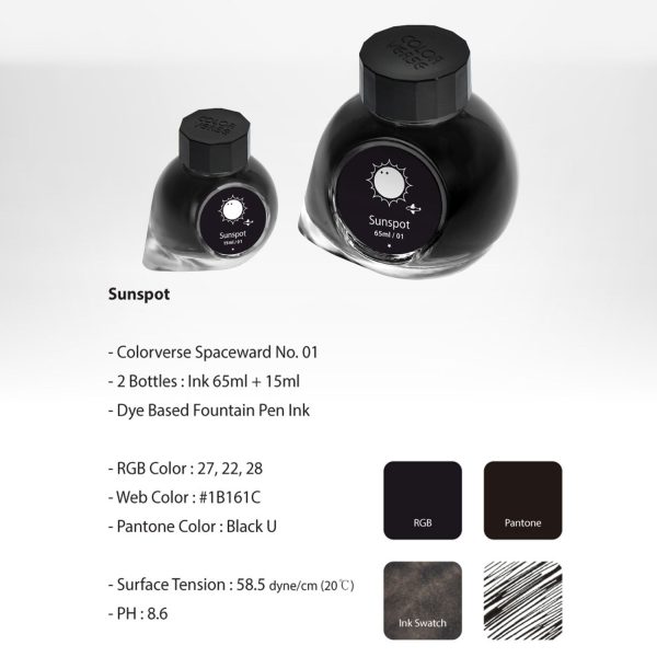 Colorverse Spaceward Sunspot Ink Bottle, Black - 65ml + 15ml Online Hot Sale