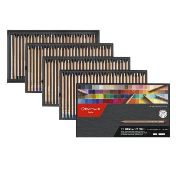 Caran d Ache Luminance 6901 - Box of 100 Colour Pencils + 2 Blender Hot on Sale