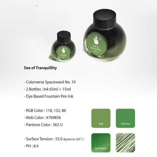 Colorverse Spaceward Sea of Tranquility Ink Bottle, Green - 65ml + 15ml Online Hot Sale