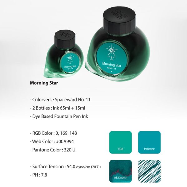 Colorverse Spaceward Morning Star Ink Bottle, Turquoise - 65ml + 15ml For Cheap